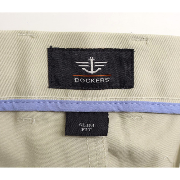 Dockers Men’s Signature Khaki Slim Fit Flex Flat Front Tan Khaki Sz 38X29 NEW - Picture 8 of 13